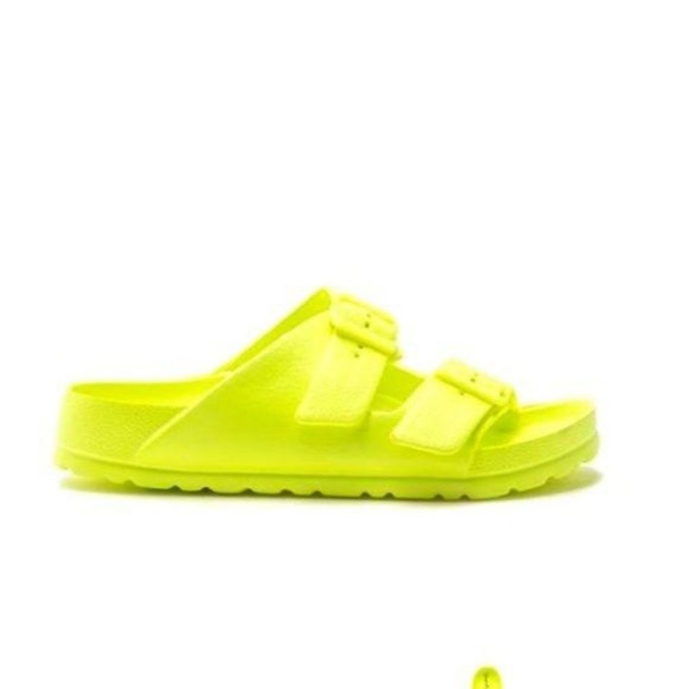 !!RESTOCKED!! Comfy Buckle Sandals in Neon Yellow - Picture 3 of 9